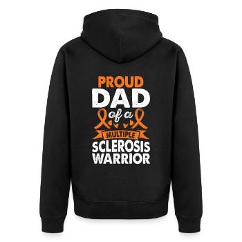 Vater Der Multiplen Sklerose Warrior Awareness - Unisex Premium Bio Zip Hoodie - Schwarz - Hinten - Nico (187cm)