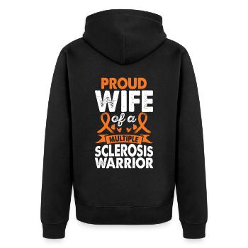 Wife of Multiple Sclerosis Warrior Consciousness - Unisex Premium Organic Zip Hoodie - black - Back - Nico (187cm)