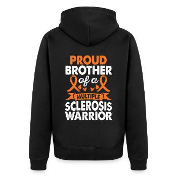 Bruder Der Multiplen Sklerose Warrior Awareness - Unisex Premium Bio Zip Hoodie - Schwarz - Hinten - Nico (187cm)
