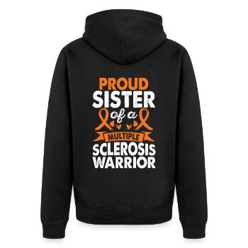 Sister of Multiple Sclerosis Warrior - Unisex Premium Organic Zip Hoodie - black - Back - Nico (187cm)
