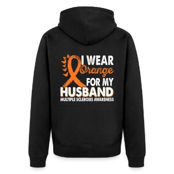 Wear orange for Enlightenment Month - Unisex Premium Organic Zip Hoodie - black - Back - Nico (187cm)