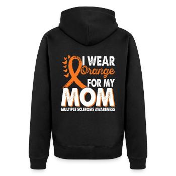 Wear orange for Month of Consciousness - Unisex Premium Organic Zip Hoodie - black - Back - Nico (187cm)
