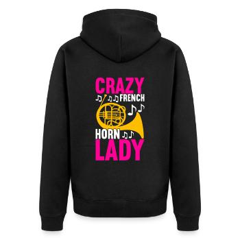 Horn Blechblasinstrument - Unisex Premium Bio Zip Hoodie - Schwarz - Hinten - Nico (187cm)