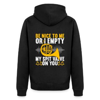 Horn Blechblasinstrument - Unisex Premium Bio Zip Hoodie - Schwarz - Hinten - Nico (187cm)