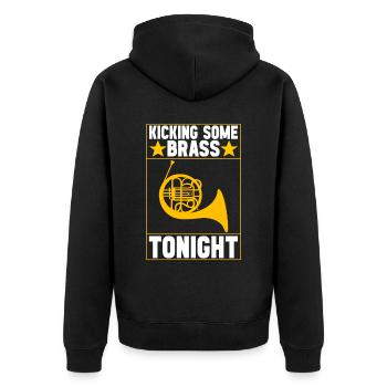 Horn Brass Instrument - Unisex Premium Organic Zip Hoodie - black - Back - Nico (187cm)