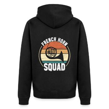 Horn Blechblasinstrument - Unisex Premium Bio Zip Hoodie - Schwarz - Hinten - Nico (187cm)