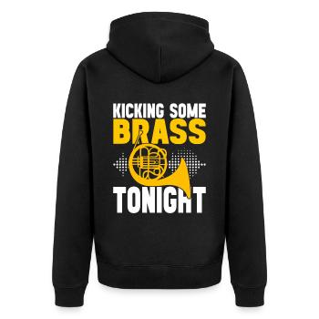 Horn Brass Instrument - Unisex Premium Organic Zip Hoodie - black - Back - Nico (187cm)