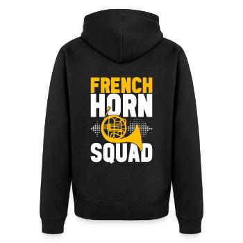 Horn Brass Instrument - Unisex Premium Organic Zip Hoodie - black - Back - Nico (187cm)