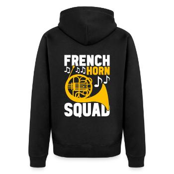 Horn Blechblasinstrument - Unisex Premium Bio Zip Hoodie - Schwarz - Hinten - Nico (187cm)