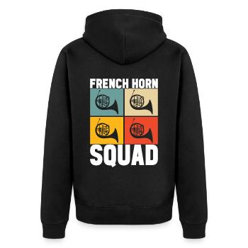 Horn Blechblasinstrument - Unisex Premium Bio Zip Hoodie - Schwarz - Hinten - Nico (187cm)