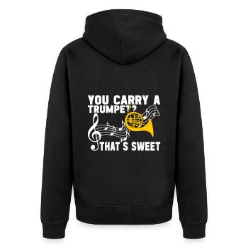 Horn Blechblasinstrument - Unisex Premium Bio Zip Hoodie - Schwarz - Hinten - Nico (187cm)