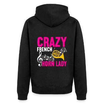 Horn Brass Instrument - Unisex Premium Organic Zip Hoodie - black - Back - Nico (187cm)