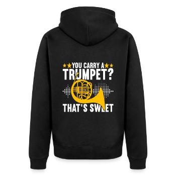 Horn Brass Instrument - Unisex Premium Organic Zip Hoodie - black - Back - Nico (187cm)