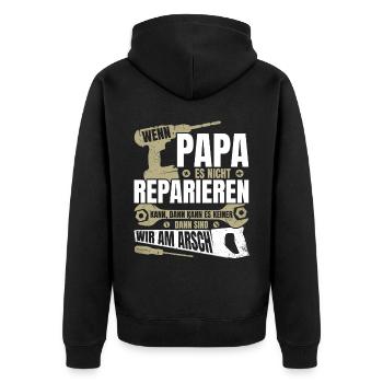 Wenn Papa es nicht reparieren kann Papa Geschenk - Unisex Premium Bio Zip Hoodie - Schwarz - Hinten - Nico (187cm)