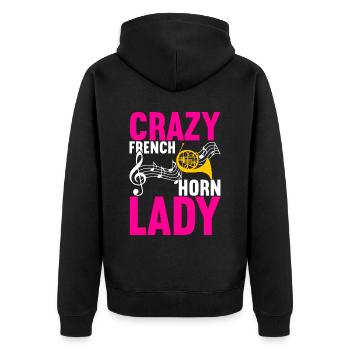 Horn Blechblasinstrument - Unisex Premium Bio Zip Hoodie - Schwarz - Hinten - Nico (187cm)