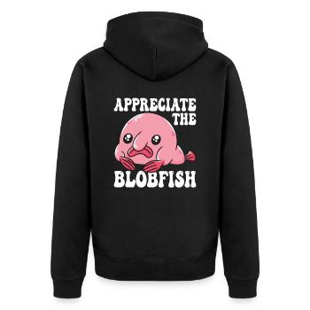Appreciate the Blobfish owner Blobfishes - Unisex Premium Organic Zip Hoodie - black - Back - Nico (187cm)