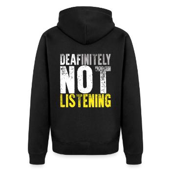 Deaf Pride ASL Gebärdensprache - Unisex Premium Bio Zip Hoodie - Schwarz - Hinten - Nico (187cm)