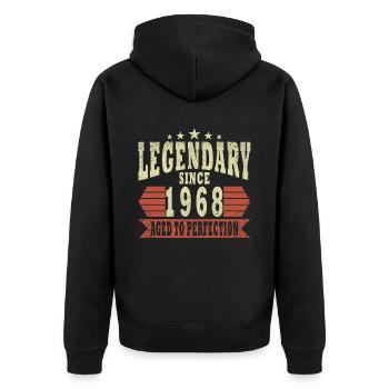 1968 Jahrgang Geburtstag Geburtsjahr 1968 Geschenk - Unisex Premium Bio Zip Hoodie - Schwarz - Hinten - Nico (187cm)
