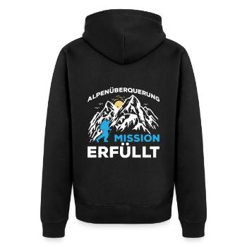 Alpenüberquerung Für Alpenüberquerer Wanderin Wand - Unisex Premium Bio Zip Hoodie - Schwarz - Hinten - Nico (187cm)