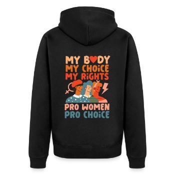 Feminist My Body My Choice My - Unisex Premium Organic Zip Hoodie - black - Back - Nico (187cm)