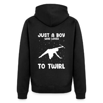 Gymnastik Design für Taktstock drehen - Unisex Premium Bio Zip Hoodie - Schwarz - Hinten - Nico (187cm)