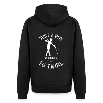 Professionelles Stabdänzerin für Majorette - Unisex Premium Bio Zip Hoodie - Schwarz - Hinten - Nico (187cm)