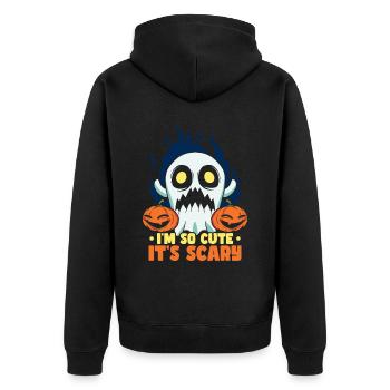Ich bin so süß, dass es gruselig ist Halloween lustige Geisterkinder - Unisex Premium Bio Zip Hoodie - Schwarz - Hinten - Nico (187cm)