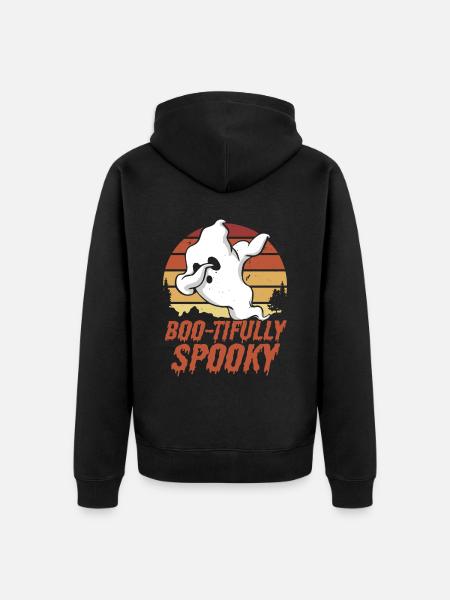 Mignon fantôme effrayant Halloween - Veste à capuche bio Premium Unisexe - noir