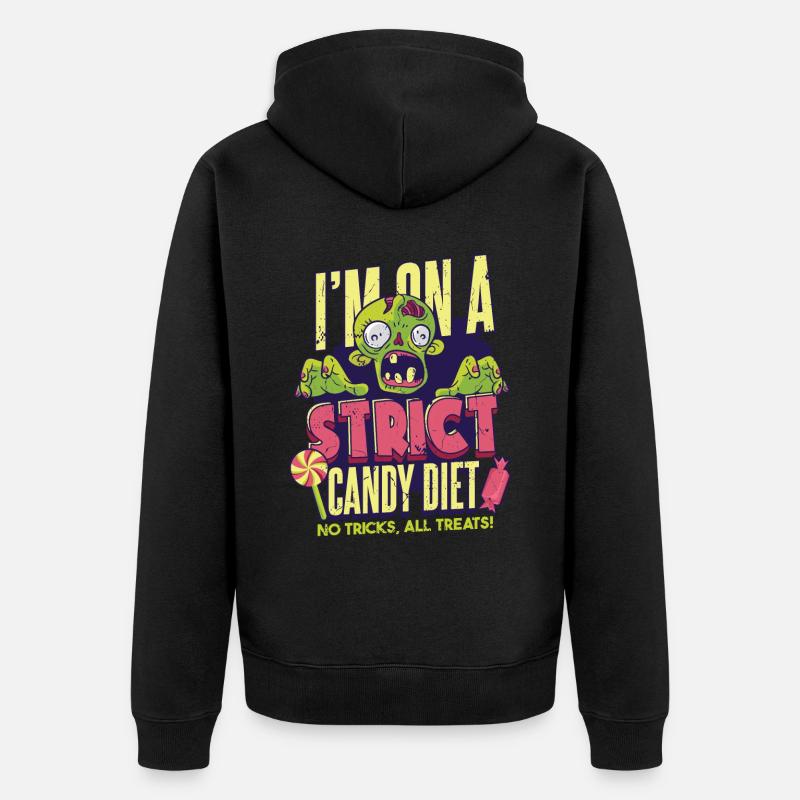 Bonbons d’Halloween zombies - Veste à capuche bio Premium Unisexe - noir