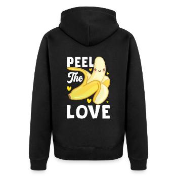 Peel The Love Banana Fruit - Unisex Premium Organic Zip Hoodie - black - Back - Nico (187cm)