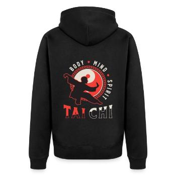 Tai Chi Corps Tai Chi Méditation Qigong - Veste à capuche bio Premium Unisexe - noir - Dos - Nico (187cm)