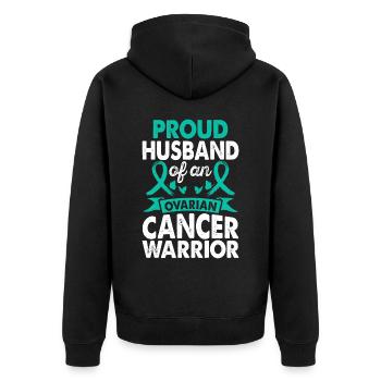 Ovarian Cancer Warrior's Husband - Unisex Premium Organic Zip Hoodie - black - Back - Nico (187cm)