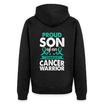Son of Ovarian Cancer Warrior Awareness Month - Unisex Premium Organic Zip Hoodie - black - Back - Nico (187cm)