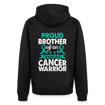 Brother Of Ovarian Cancer Warrior Awareness Month - Unisex Premium Organic Zip Hoodie - black - Back - Nico (187cm)