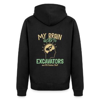 My Brain is 95% Excavators Excavator Seilbagger - Unisex Premium Bio Zip Hoodie - Schwarz - Hinten - Nico (187cm)