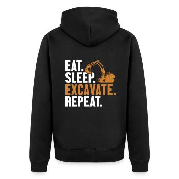 Eat Sleep Excavate Repeat Seilbagger Excavator - Unisex Premium Bio Zip Hoodie - Schwarz - Hinten - Nico (187cm)