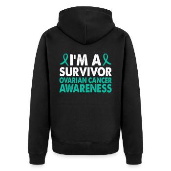 Ovarian Cancer Awareness Month for - Unisex Premium Organic Zip Hoodie - black - Back - Nico (187cm)
