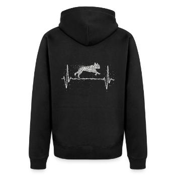 Frenchie French Bulldog Heartbeat Agility - Unisex Premium Organic Zip Hoodie - black - Back - Nico (187cm)