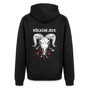 Kölsche Jeck Geißbock Rot Weiß Karneval Konfetti - Unisex Premium Bio Zip Hoodie - Schwarz - Hinten - Nico (187cm)