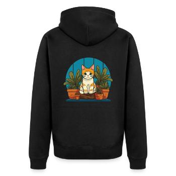 Jardinier amateur plantes de jardin chat de jardin - Veste à capuche bio Premium Unisexe - noir - Dos - Nico (187cm)