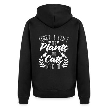 Hobbygärtner Garten Gartenkatze - Unisex Premium Bio Zip Hoodie - Schwarz - Hinten - Nico (187cm)