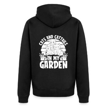 Hobbygärtner Garten Gartenkatze - Unisex Premium Bio Zip Hoodie - Schwarz - Hinten - Nico (187cm)