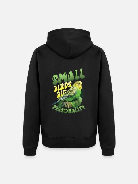 Petits oiseaux Grande personnalité, perruche - Veste à capuche bio Premium Unisexe - noir
