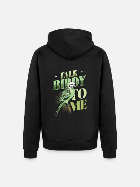 Talk Birdy To Me - Budgie - Unisex Premium Organic Zip Hoodie - black