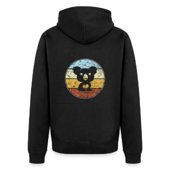 Koala Bear Retro - Unisex Premium Organic Zip Hoodie - black - Back - Nico (187cm)