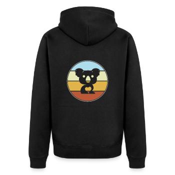 Koala Bear Retro - Unisex Premium Organic Zip Hoodie - black - Back - Nico (187cm)