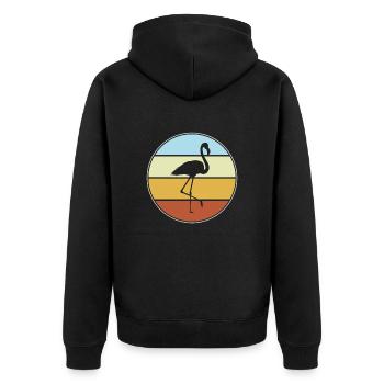 Flamant rose Rétro - Veste à capuche bio Premium Unisexe - noir - Dos - Nico (187cm)