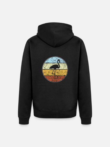 Flamant rose Rétro - Veste à capuche bio Premium Unisexe - noir