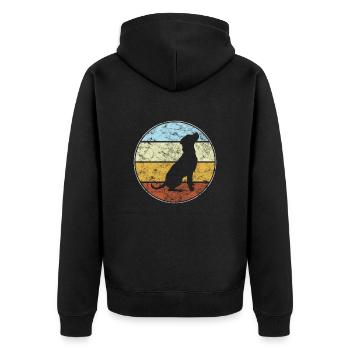 Hund Retro - Unisex Premium Bio Zip Hoodie - Schwarz - Hinten - Nico (187cm)