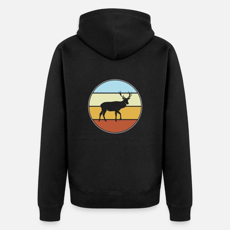 Hirsch Rétro - Veste à capuche bio Premium Unisexe - noir